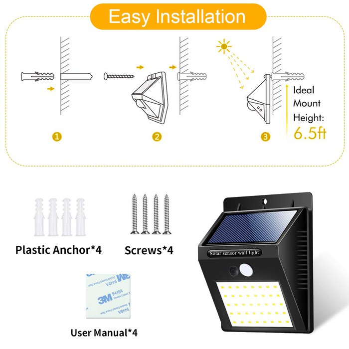 Roppu Lampu Solar Dinding Outdoor Tenaga Surya 42 LED