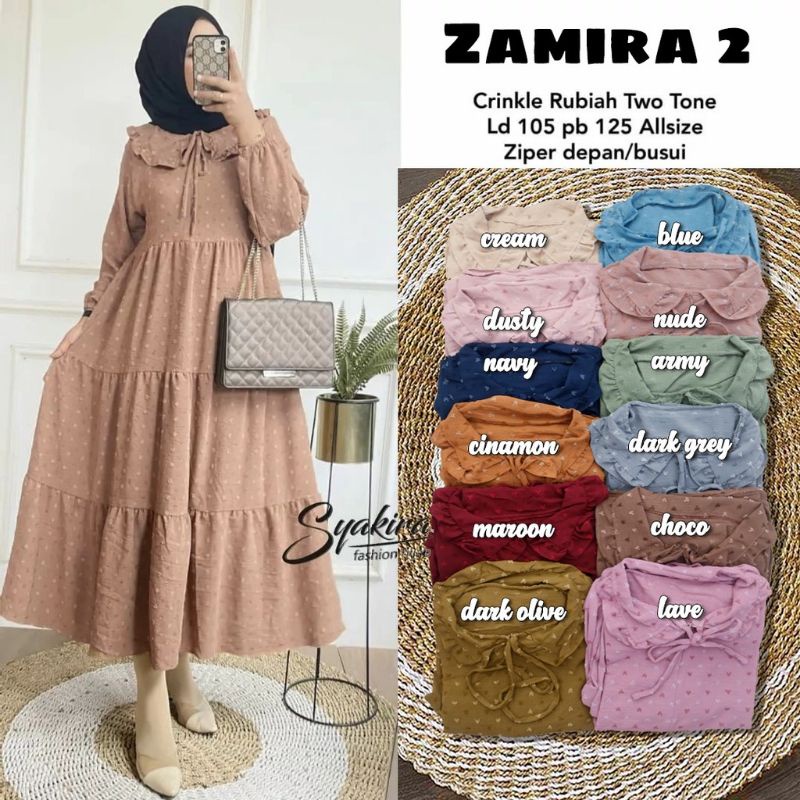 ZAMIRA MIDI DRESS PUNGKY DECLARA DRESS CRINKLE RUBIAH URAGIRI