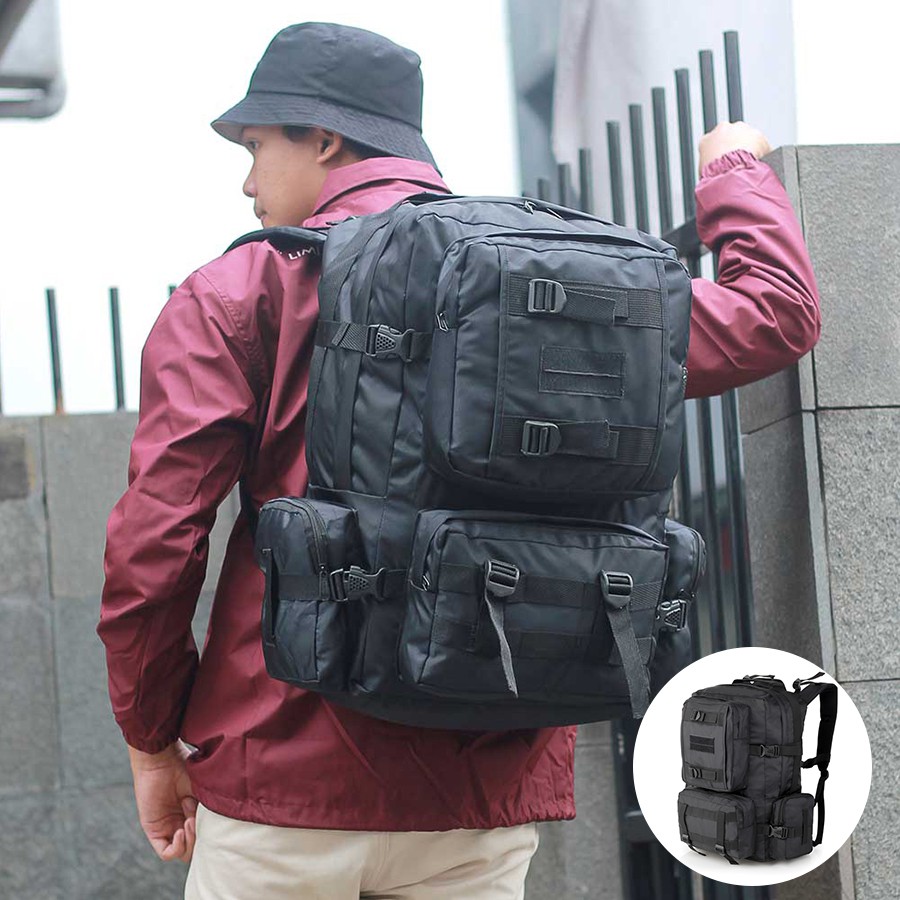 Backpack Semi Carrier Tas Ransel Gunung Army Ransel Taktikal Hitam 600