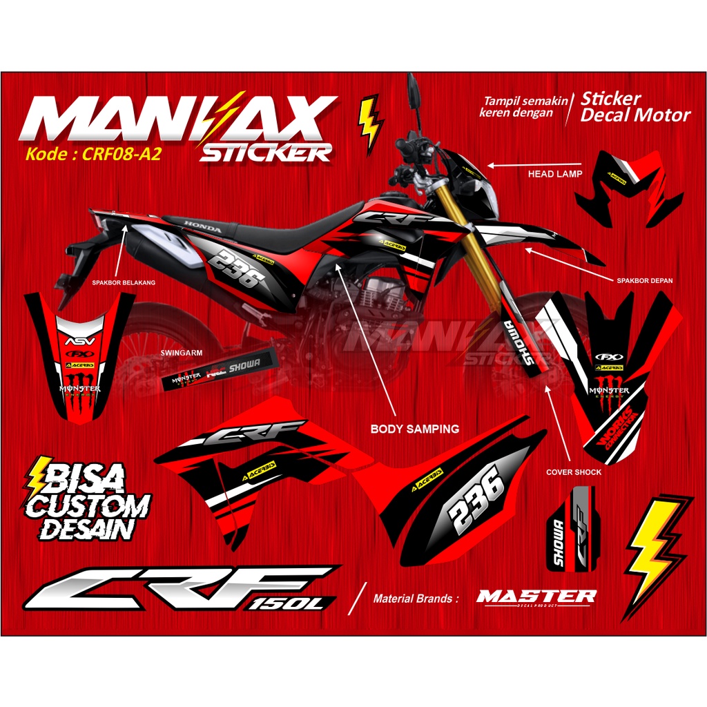 Decal Honda CRF 150 L Kuning - Sticker Decal CRF 150 L Fullbody