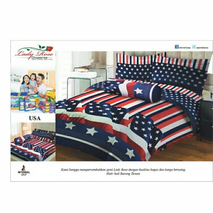 sprei lady rose 160x200 motif USA / bendera amerika