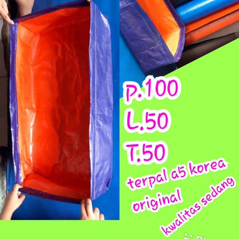 terpal kolam kotak 100x50x50 terpal.a5.korea