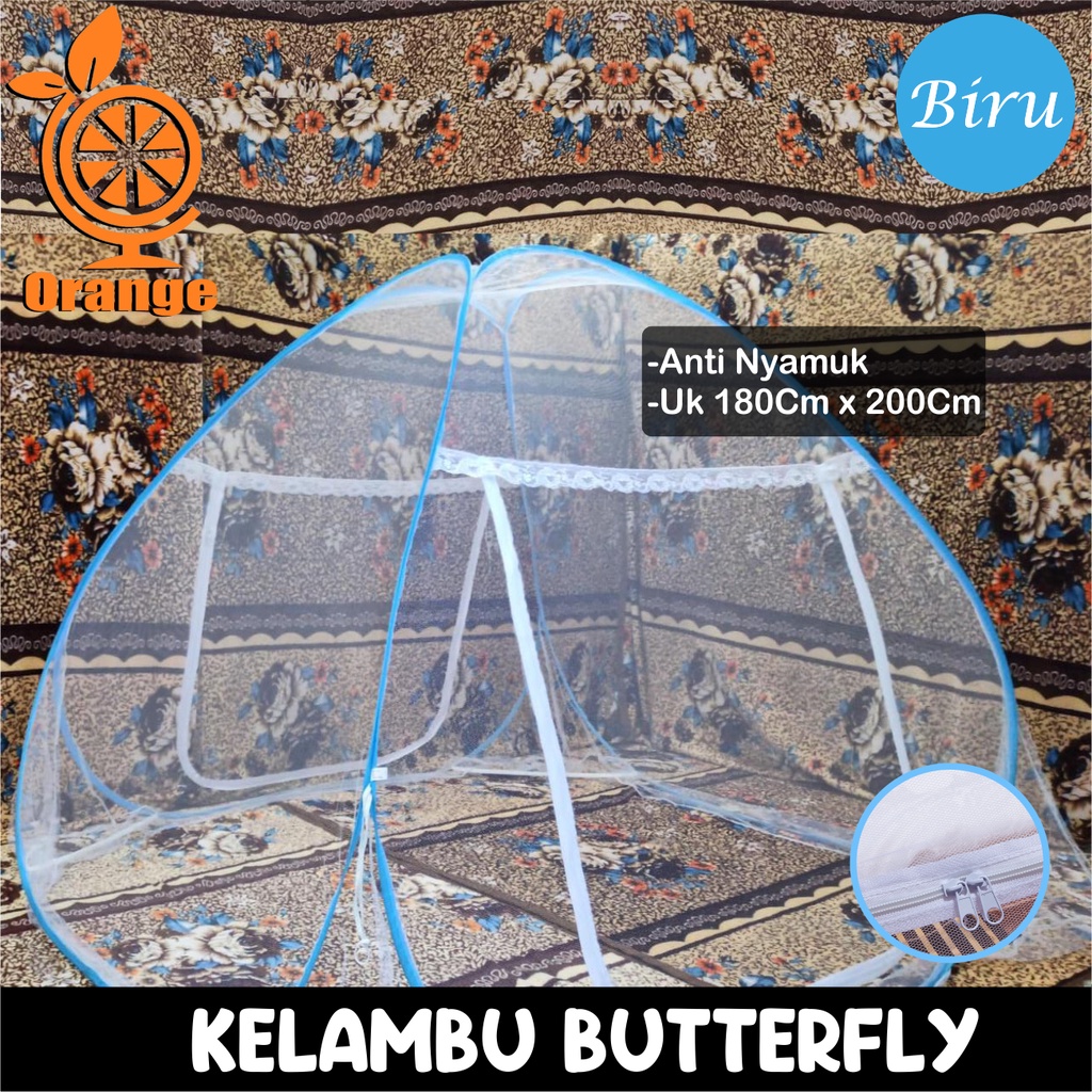 Kelambu Tempat Tidur Dewasa Portable Kelambu Tenda Kanopi Kelambu Tudung butterfly bagian bawah bolong kelambu Anti Nyamuk -Wonderdekorasi