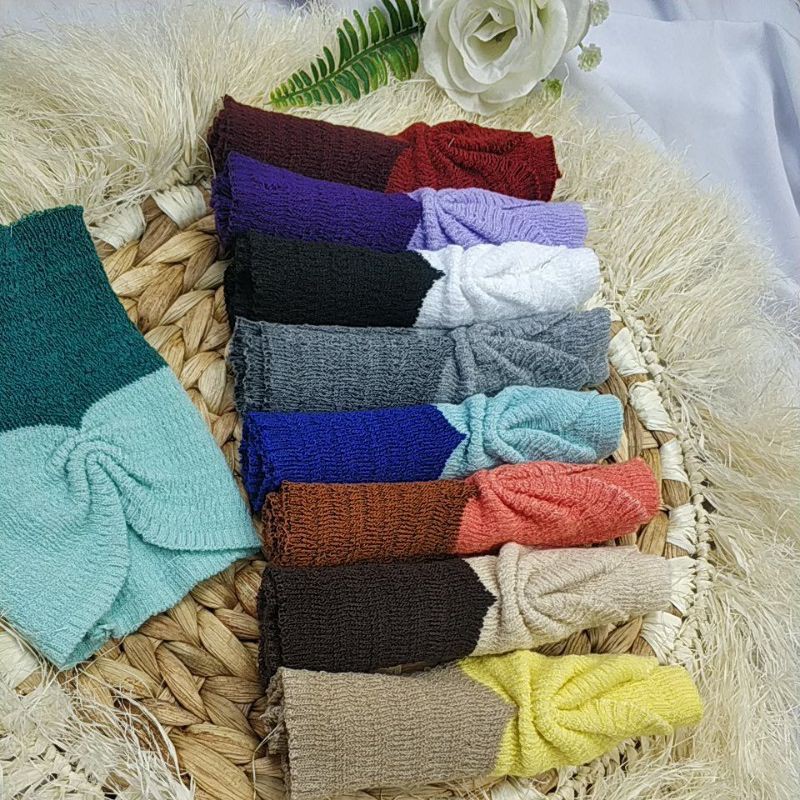 Bandana CIPUT rajut RISTY TAGOR kerut two tone (risty) dua warna