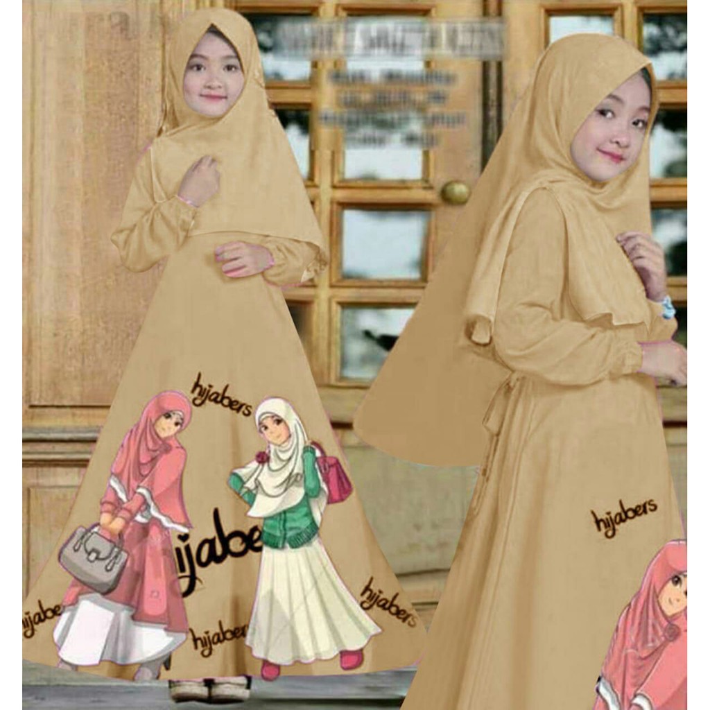 HOPYLOVY - Gamis Anak Printing Hijabers Kids Umur 8 - 10 tahun