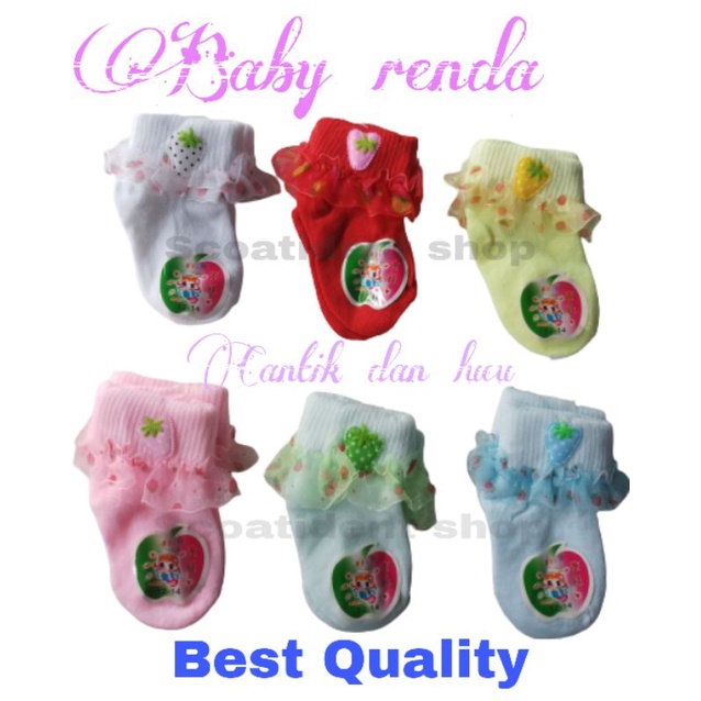 Kaos kaki bayi renda lucu size 0-12 bulan, (perlusin)