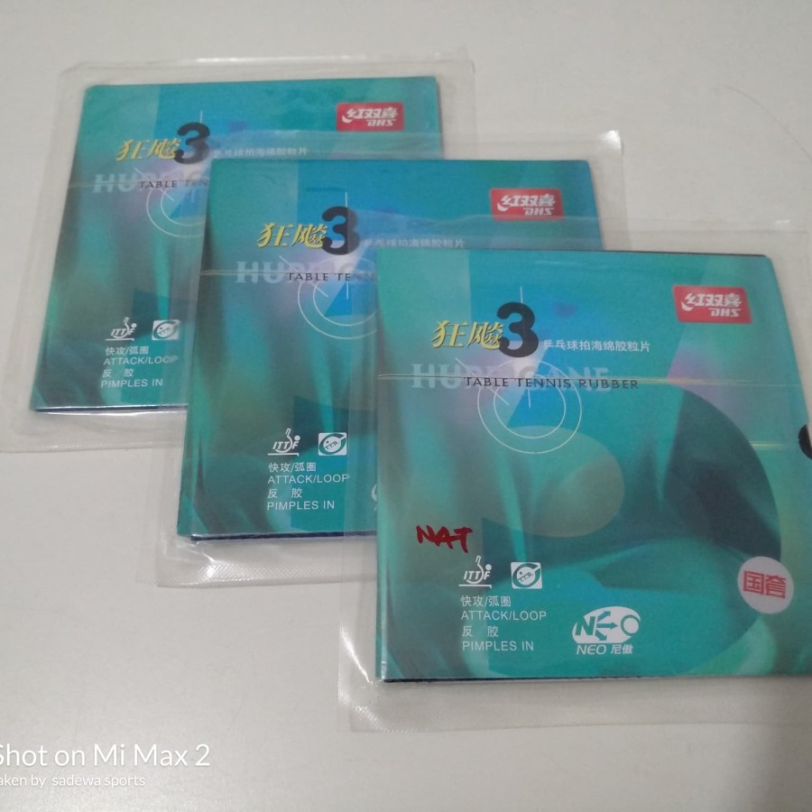 KARET PINGPONG TENIS MEJA DHS HURRICANE 3 NATIONAL KARET MA LONG