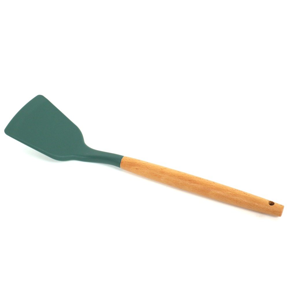 Spatula Silikon Gagang Kayu Anti Leleh dan Kokoh