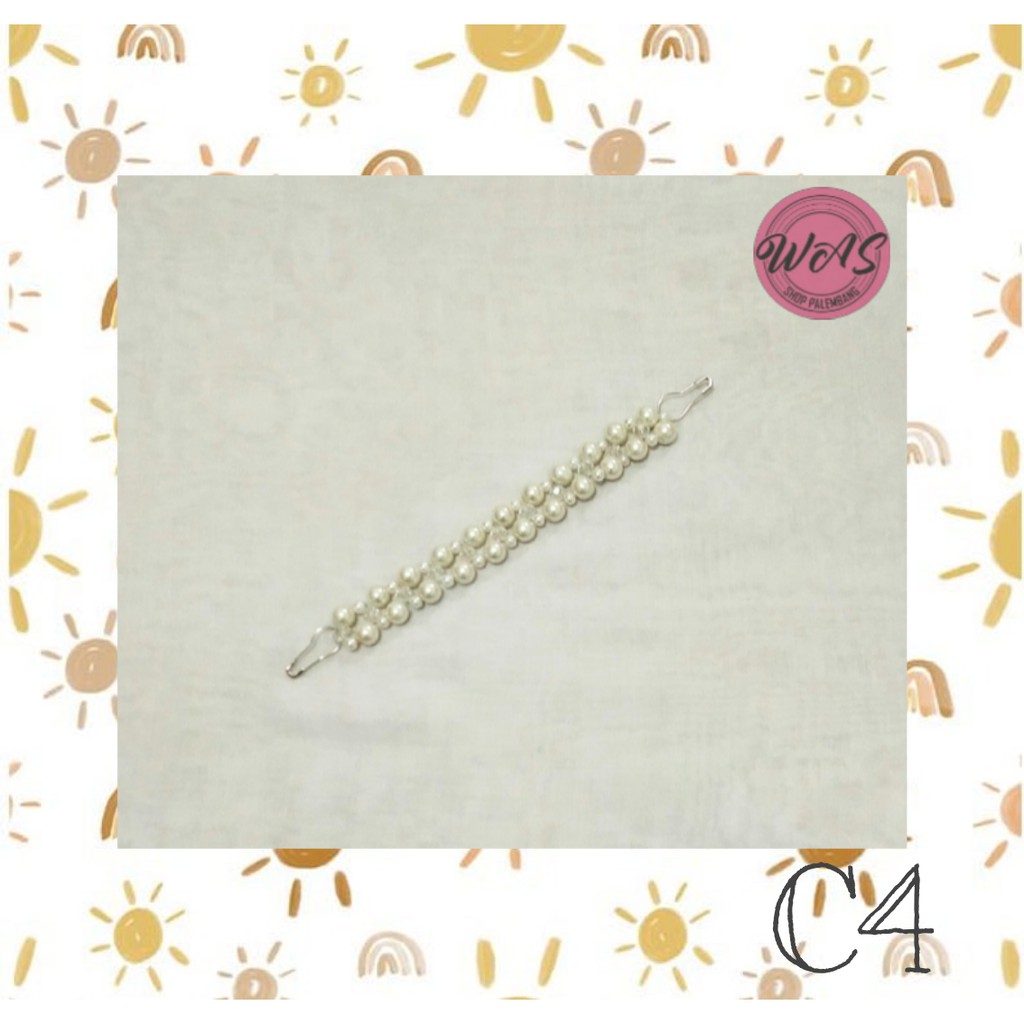 Konektor Masker Hijab / Mutsin 4mm 8mm / Handmade / Mutiara Putih / Kristal Putih