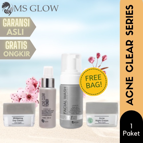 Termurah Garansi Original FREE ONGKIR  MS GLOW Paket Acne Series Basic Skincare Mengatasi Masalah Je