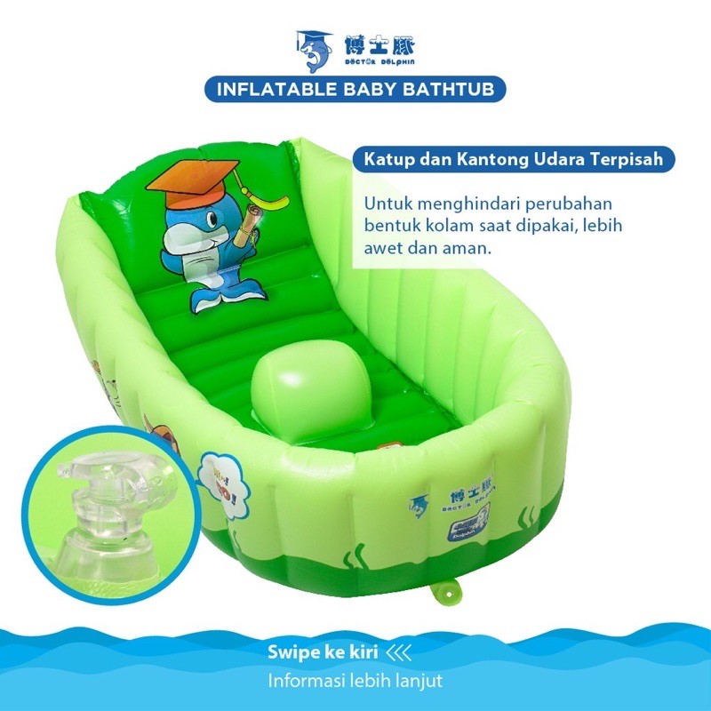 DOCTOR DOLPHIN Inflatable Baby BATHUB Free Pompa - Bak Mandi Tiup - Kolam Mandi Bayi