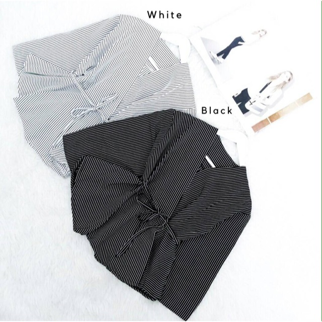 SS560 STRIPE TIED KIMONO TOP