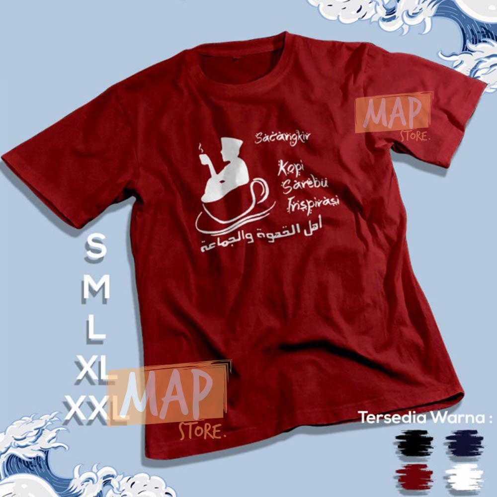 Kaos Dakwah Santri SECANGKIR KOPI SERIBU INSPIRASI - Baju Distro Muslim Islami Cotton 30s | 2028-2