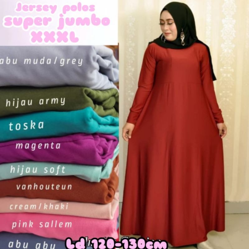 [Fashion Muslim] Gamis JERSEY POLOS XXXL premium | super jumbo | tebal | busui | saku | terlaris