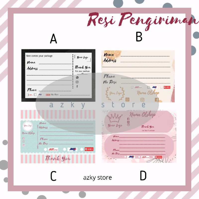 

Stiker Label Pengiriman Olshop isi 100 pcs | Sticker Resi Pengiriman Online Shop | Stiker Address
