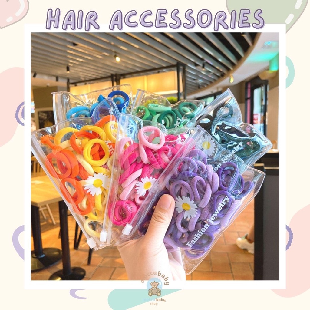 MBSS - IKAT RAMBUT BON-BON 50PCS Karet Polos Korea Karet Simple Elegan Kuncir Rambut