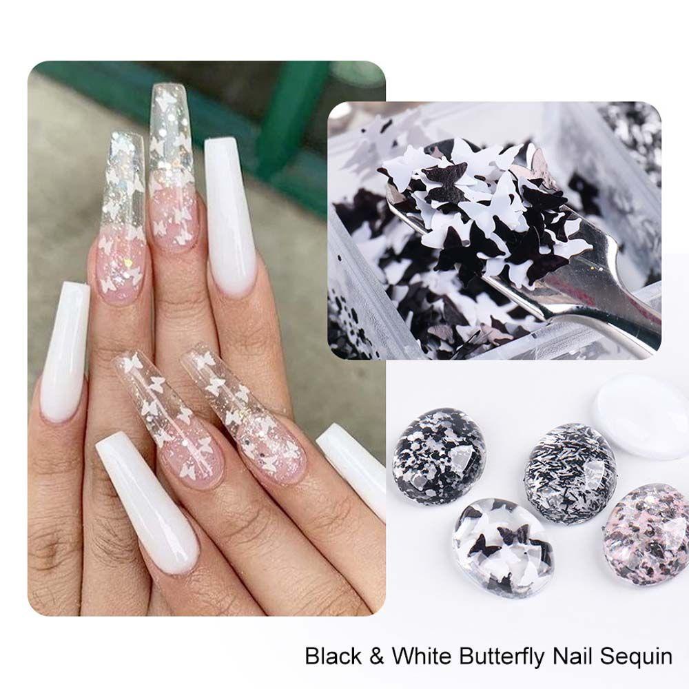 AUGUSTINA Agustin 3D Stiker Kuku Pesona Dot Kecil Kuku Paillette Set Kupu-Kupu Manikur Aksesoris Hologram Nail art Kuku Glitter Payet