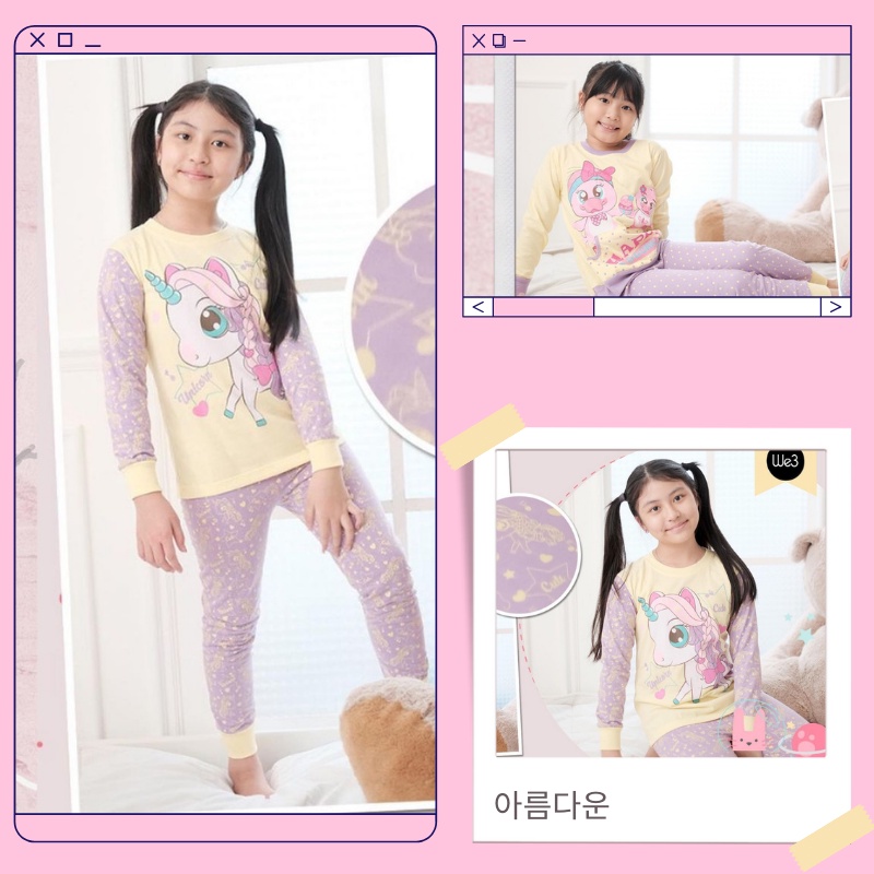 Piyama Za-ra Kids Size 7-10 Tahun / EXPORT Quality Baju Tidur Karakter Kaos Lengan Celana Panjang