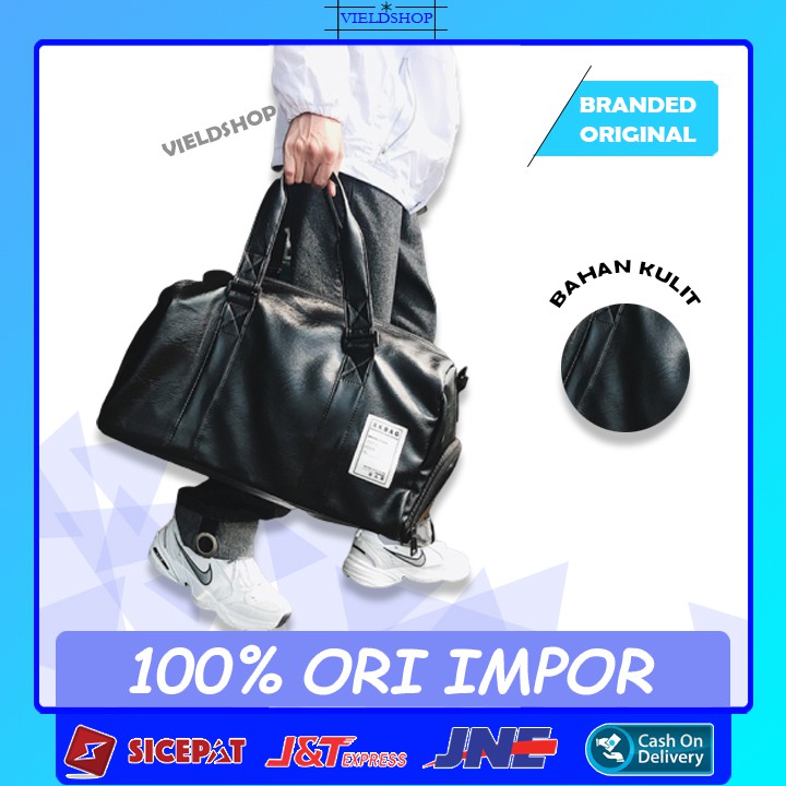 M6 TAS GYM TRAVEL TRAVELING BAG TRAVELLING OLAHRAGA KULIT IMPORT ORIGINAL BRANDED PRIA COWOK COWO