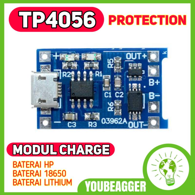 Modul TP4056 with protection untuk CAS baterai