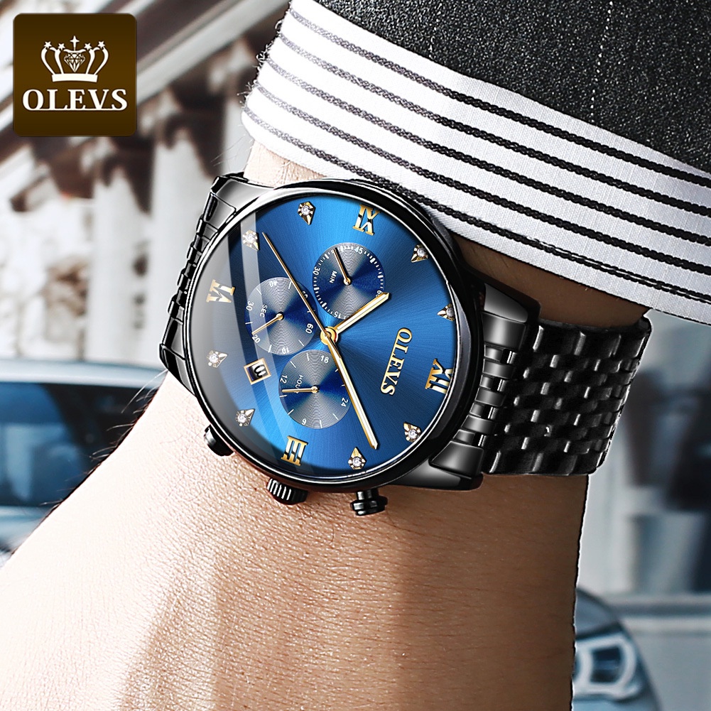 OLEVS Fashion Baja Tahan Air Jam Tangan Pria Kuarsa Watch