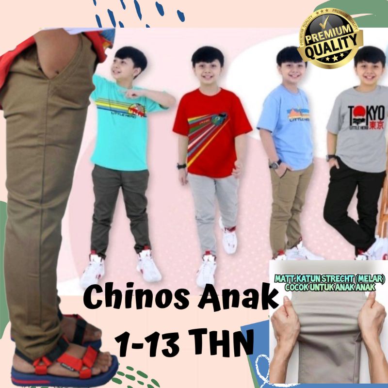 Celana Chino Panjang Anak Laki laki Premium Umur 1 sampai 13 Tahun Chinos Pants catton strech
