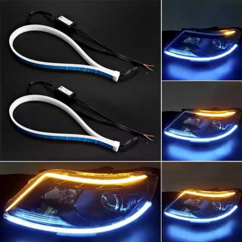 Lampu LED Alis DRL 30 cm 60 cm Senja Sein Running Sen Motor Mobil 2 Mode Fleksibel Slim Flash Beat Fi Esp Vario 110 125 150 Scoopy Fino Mio Soul Gt Vixion