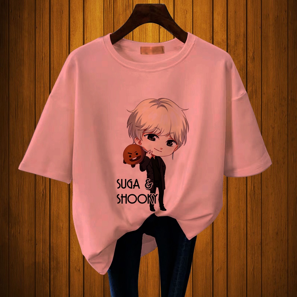 CALVIERO SHOP - BAJU KAOS WANITA DEWASA PRINT CASUAL SUGA AND SHOOKY