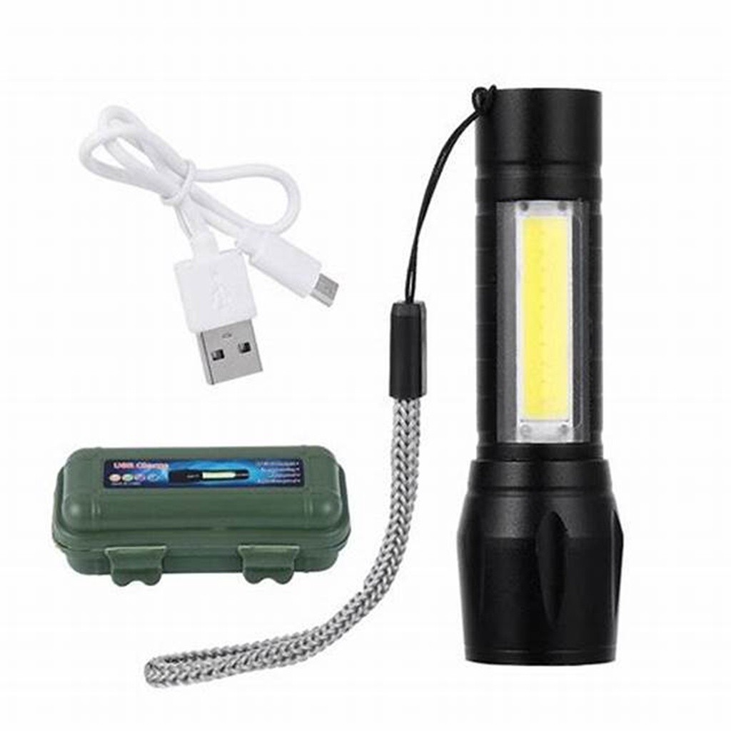 Senter Mini LED CPE COB Zoom Recharge Senter Camping Kemah