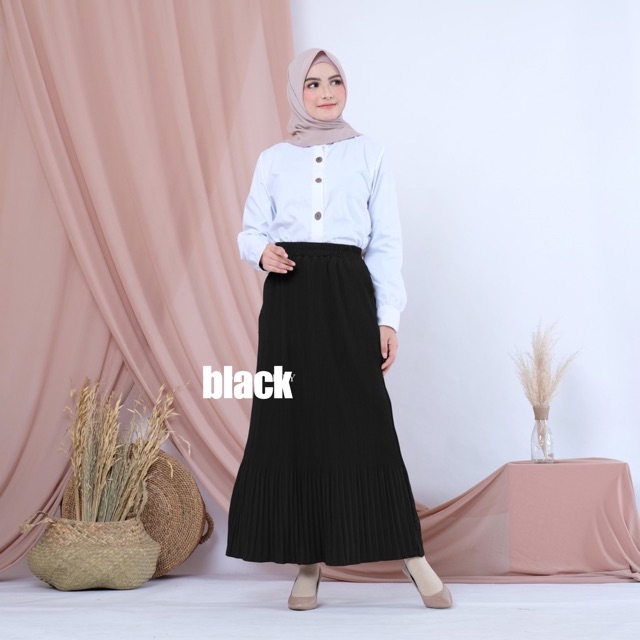 8141 BD - ROK LIDI PLISKET ABG MUSLIM MURAH PLEATED SKIRT MAXY FLARE MAYUNG MURAH POLOS PANJANG