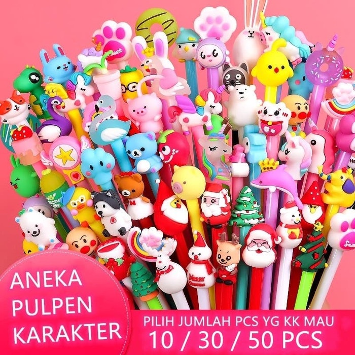 

MURAH MEOWMI Pulpen Karakter Bolpen Lucu Pena Kartun Grosiran Campur Motif - 30 pcs