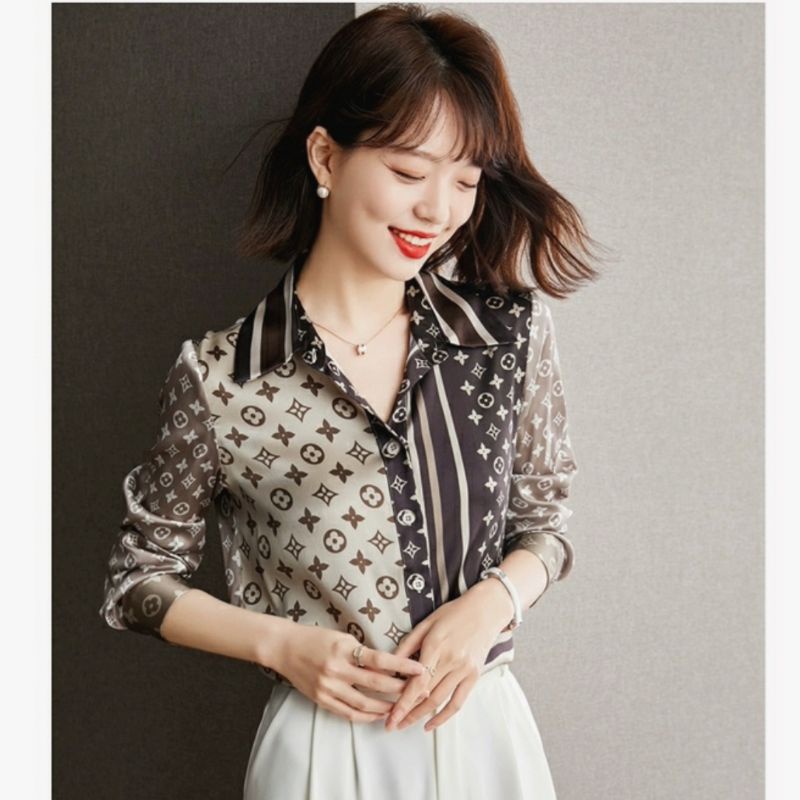 MDLV ~ 5751# Louisa Printed Shirt Kemeja ELVI Kemeja Premium Kemeja Korean style Kemeja Import Kemeja Lengan Panjang Fashion Import