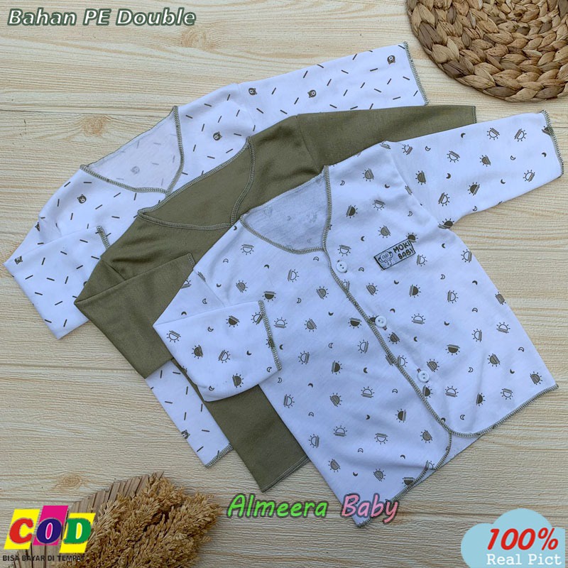 Isi 3 PCS Baju Bayi Baru Lahir Baju Lengan Panjang Usia 0-3 Bulan Seri Army Usia 0-3 Bulan Almeera Baby and Kids