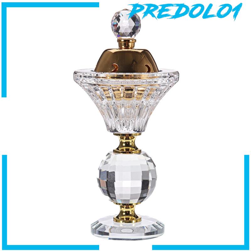 (Predolo1) Holder Pembakar Dupa Bahan Metal Hias Kristal Gaya Arab