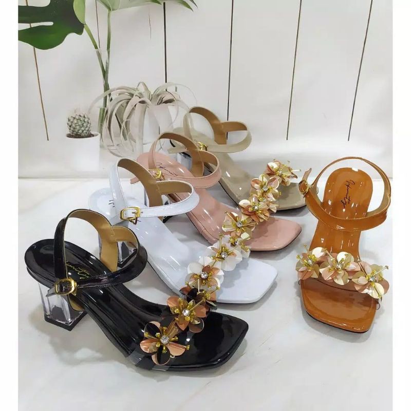 high heels wanita/heels flower import
