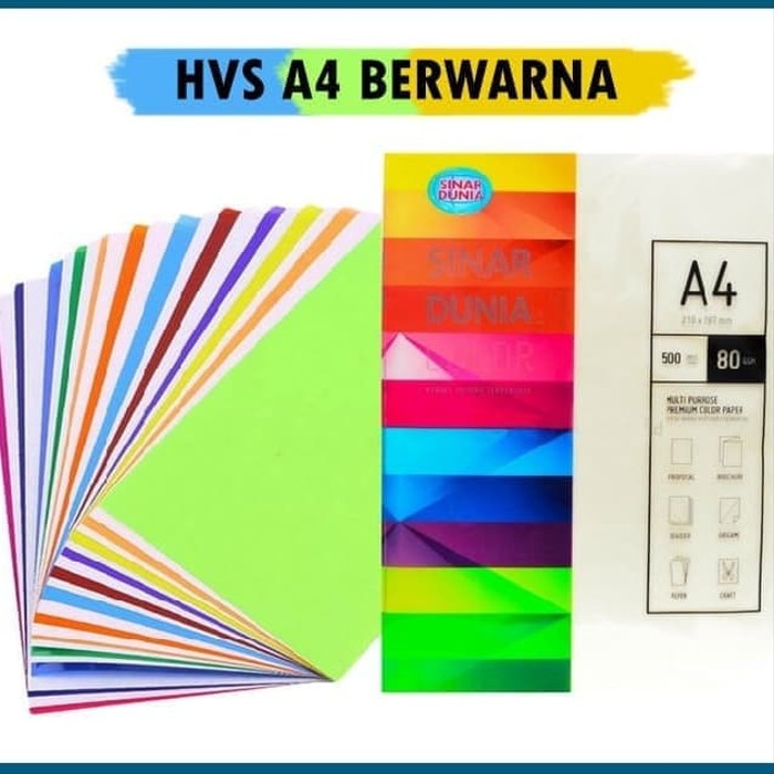 

Terlaris KERTAS HVS WARNA A4 80 GSM Keren