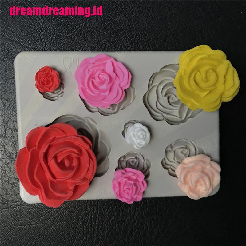 (Dreamdreaming.Id) Cetakan Fondant / Cokelat Bentuk Bunga Mawar 3d Bahan Silikon Untuk Dekorasi Kue