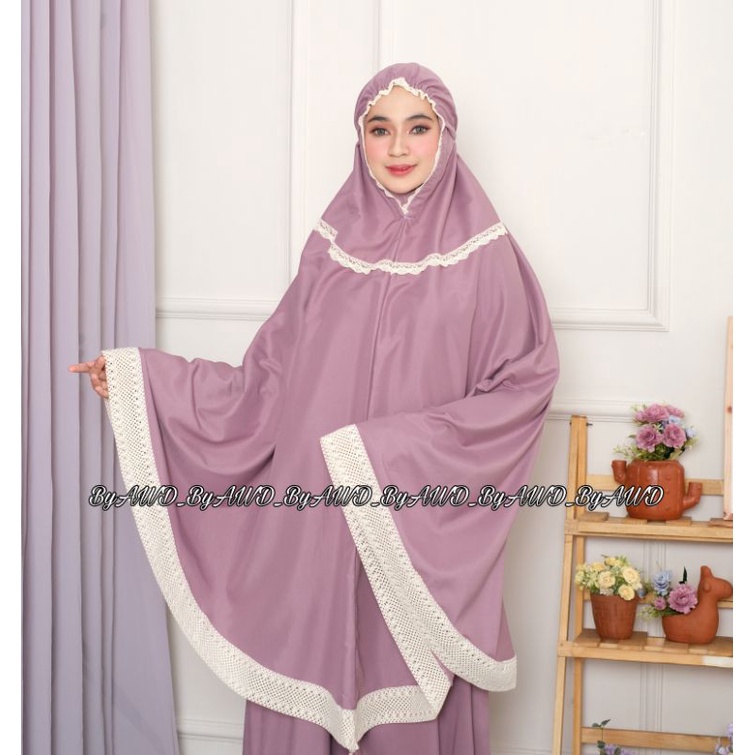 mukena dewasa katun polos renda ZAINASERIES