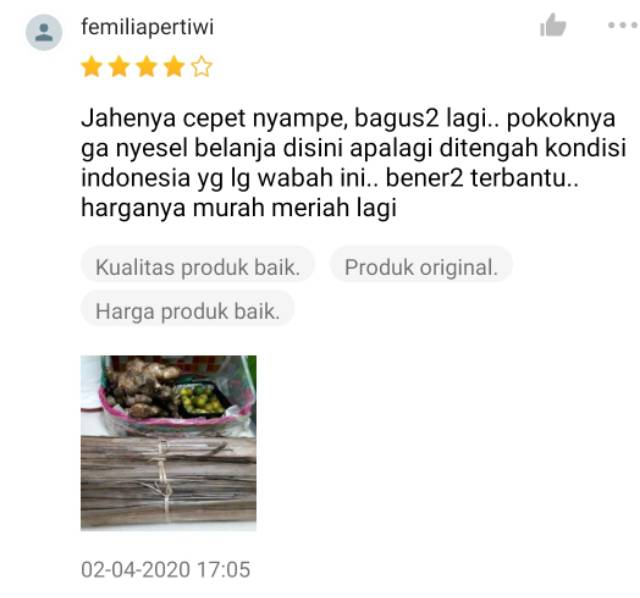 KIRIM INSTAN Jahe Putih 200gr