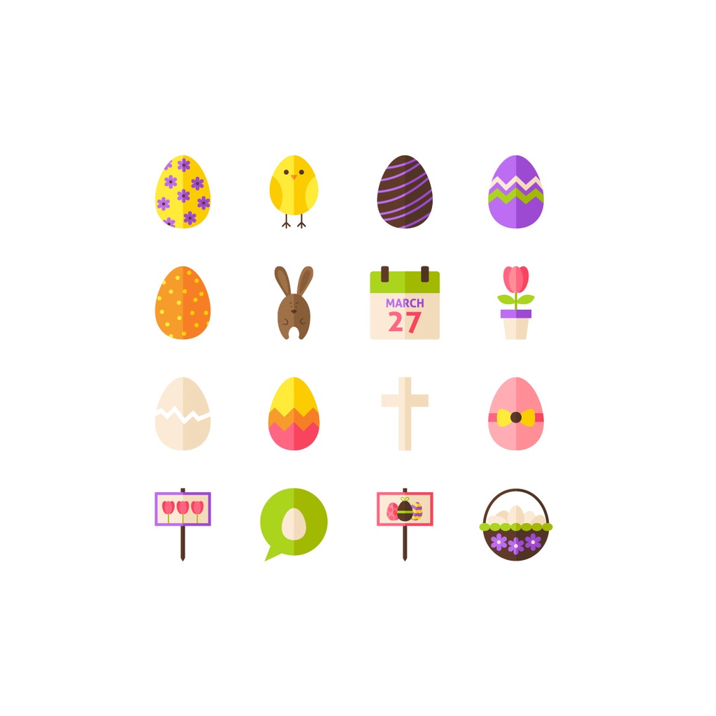 Happy Easter Vector Isolated Objects