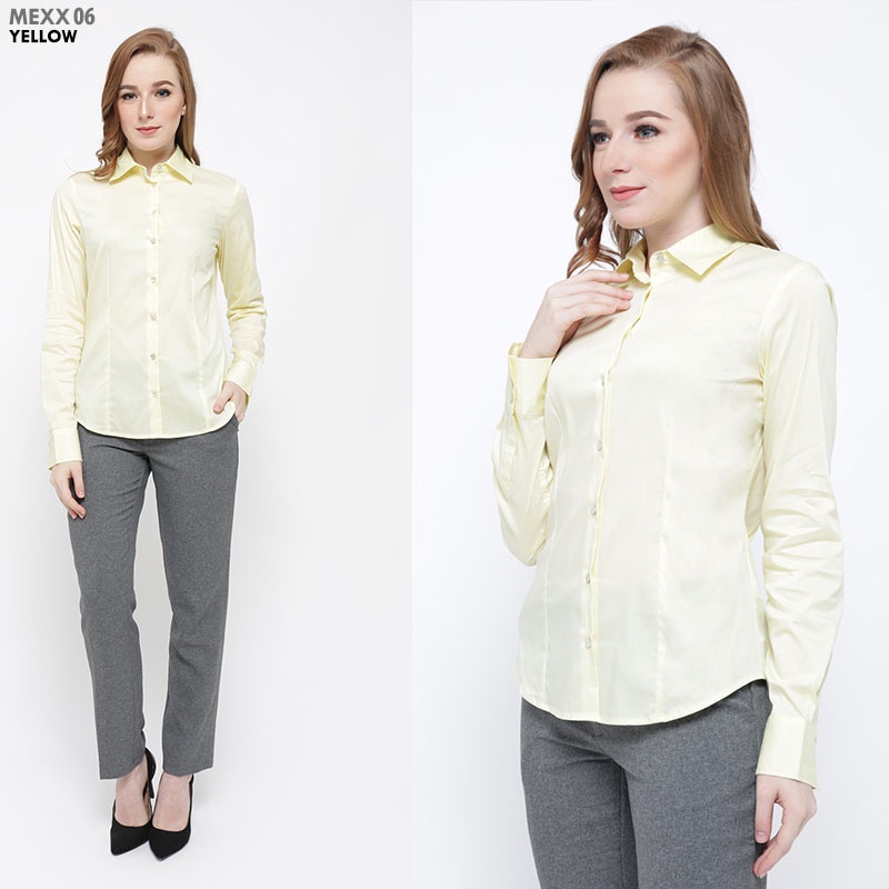 Kemeja Wanita Office Formal Polos Lengan Panjang Katun Stretch-ST-MEXX 06 YELLOW