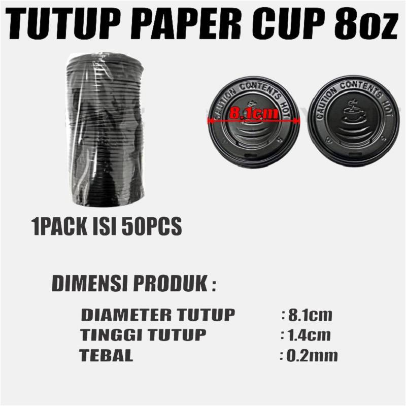 Tutup Paper Cup 4oz 8oz 12oz 16oz 22oz Per Pack Hanya Tutup Gelas Kertas Var