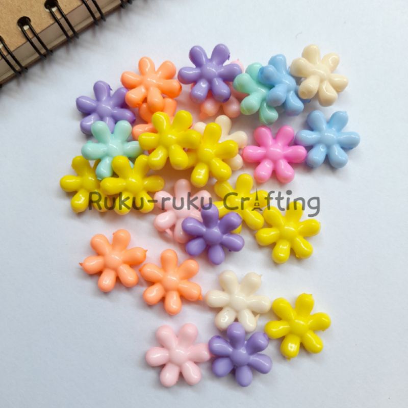 (20 Pcs) Manik Mote Bunga Pastel Bunga Daisy Bunga Kincir