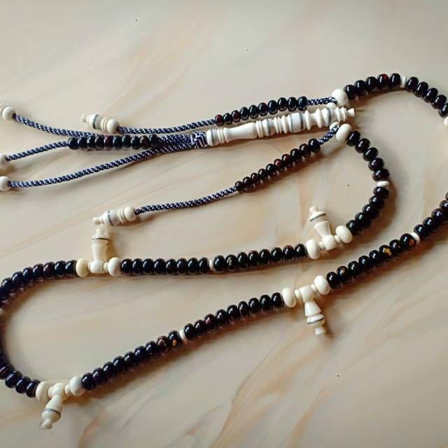 Tasbih tijani yuser tali arus original ukuran 10mm  kombinasi tulang cincin melingkar