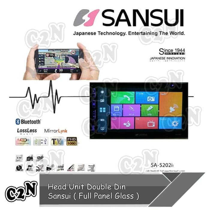 Head Unit Double Din Sansui Panel Glass Mobil Stream Honda