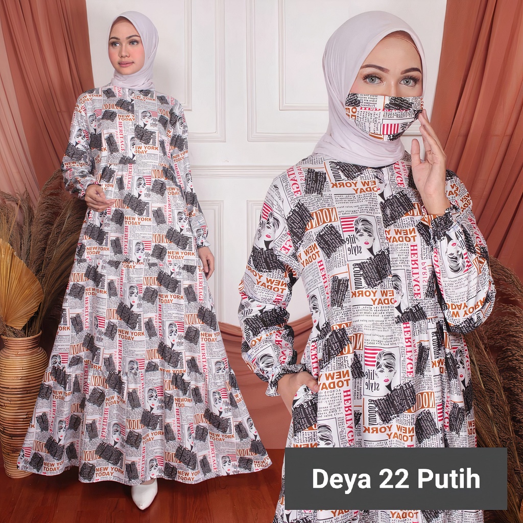 Gudang_Mukenaku Gamis Deya 22 Maxi Syari Fashion Wanita Dewasa Bahan Katun Apple Kancing Depan (Busui) Terbaru Premium COD bisa bayar di tujuan