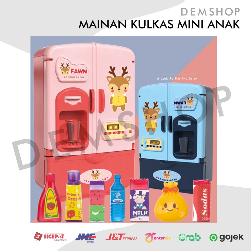 Mainan kulkas mini anak, pretend play kulkas pendingin refirgerator an