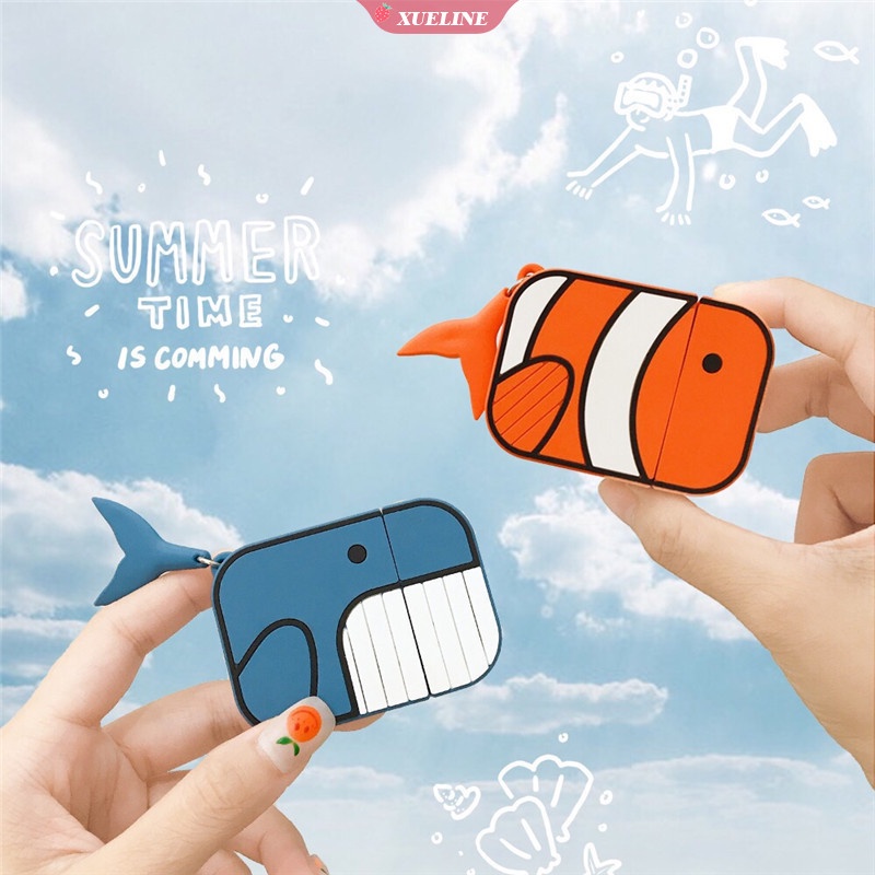 Casing Soft Case Silikon Motif Kartun Whale Untuk AirPods 1 / 2