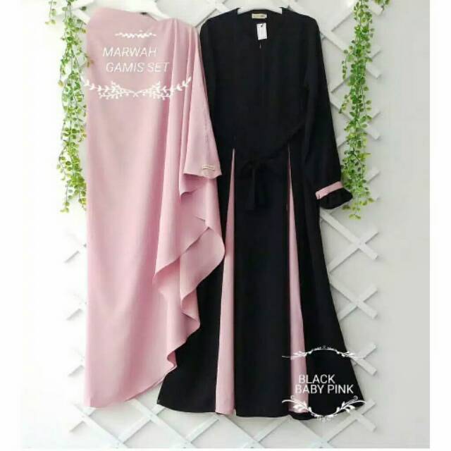 Marwah gamis set syar'i dress muslim+khimar