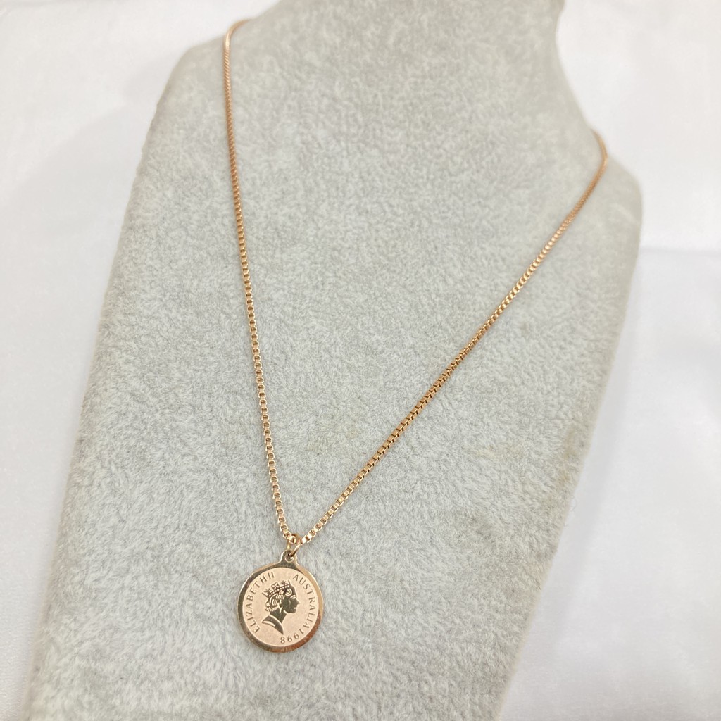 Kalung Titanium Wanita Simple Rantai Italy Koin Fashion Korean Style Aksesoris Perhiasan Cewe